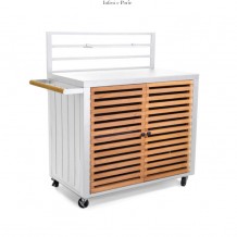 Mobiletto in alluminio con 2 ante in teak 114x120 cm