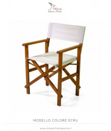 Poltrona modello regista in legno di acacia e tessuto misto cotone e poliestere