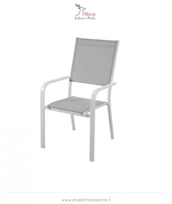 Poltrona High in alluminio impilabile con braccioli e seduta e schienale alto 98 cm in tessuto