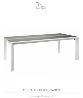 Tavolo rettangolare 200x104 cm ad allungamento centrale bicolore 6-10 posti in alluminio e HPL