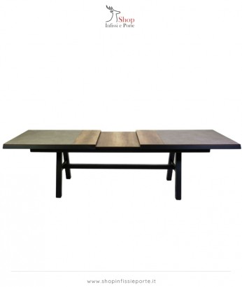 Tavolo rettangolare 243x102 cm ad allungamento centrale 8-12 posti in alluminio e HPL