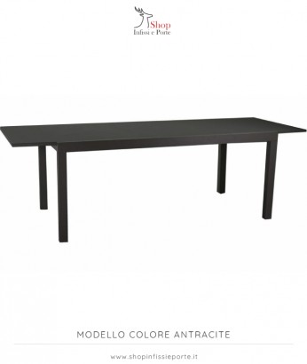 Tavolo rettangolare 160x90 cm ad allungamento centrale 4-6 posti in alluminio e vetro temprato