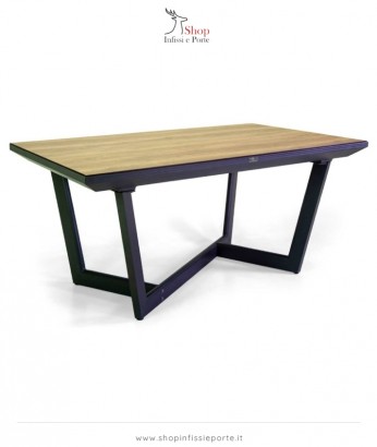 Tavolo rettangolare 160x100 cm ad allungamento laterale 6-8 posti in alluminio e vetroceramica con piede design