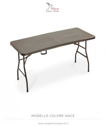 Tavolo rettangolare 180x74 cm in HDPE e acciaio pieghevole