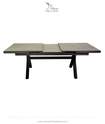 Tavolo rettangolare 180x100 cm ad allungamento centrale 6-8 posti in alluminio e HPL 6 mm