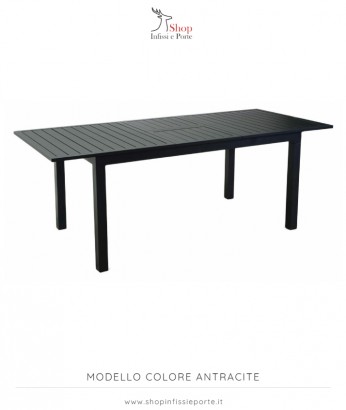 Tavolo rettangolare 220x100 cm ad allungamento centrale 4-6 posti in alluminio