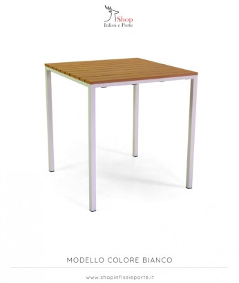 Tavolo quadrato 70x70 cm in metallo con piano in polywood